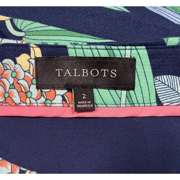 Talbots Cotton Canvas A-Line Hibiscus Skirt Size 2 - Picture 5 of 8